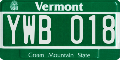 VT license plate YWB018