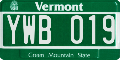 VT license plate YWB019