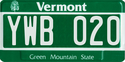 VT license plate YWB020