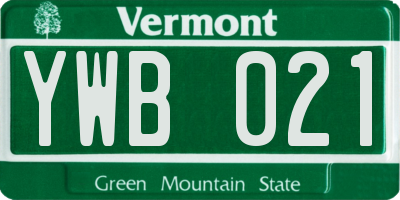 VT license plate YWB021