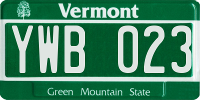 VT license plate YWB023