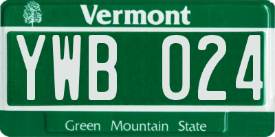 VT license plate YWB024