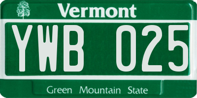 VT license plate YWB025