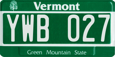 VT license plate YWB027
