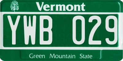 VT license plate YWB029