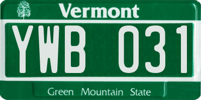 VT license plate YWB031