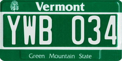VT license plate YWB034