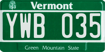 VT license plate YWB035