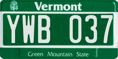 VT license plate YWB037