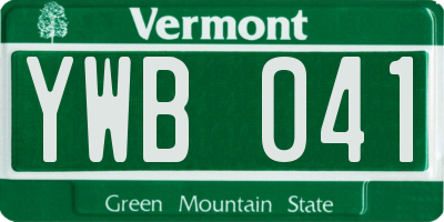VT license plate YWB041