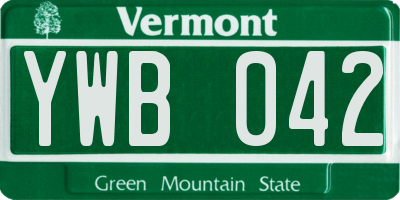 VT license plate YWB042