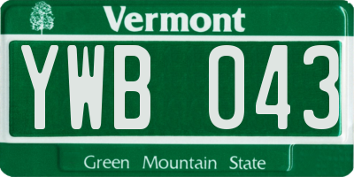 VT license plate YWB043