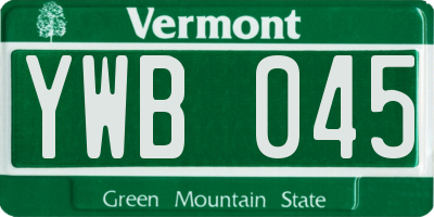 VT license plate YWB045