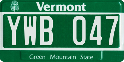 VT license plate YWB047