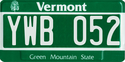 VT license plate YWB052