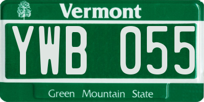 VT license plate YWB055