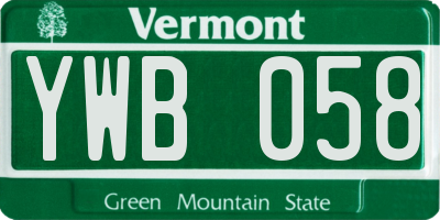 VT license plate YWB058