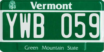 VT license plate YWB059