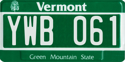 VT license plate YWB061