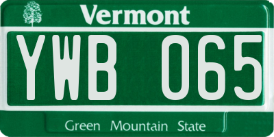 VT license plate YWB065