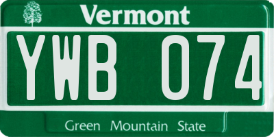 VT license plate YWB074