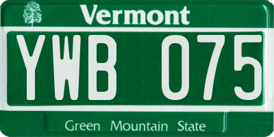 VT license plate YWB075