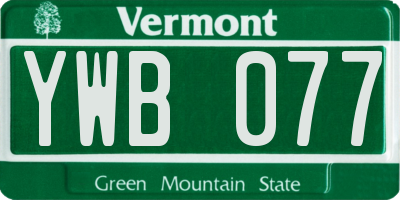 VT license plate YWB077