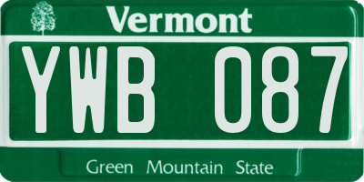 VT license plate YWB087