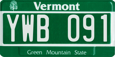 VT license plate YWB091