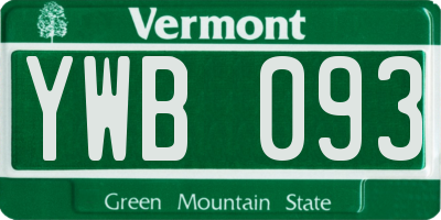 VT license plate YWB093