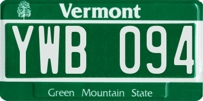 VT license plate YWB094
