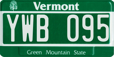 VT license plate YWB095