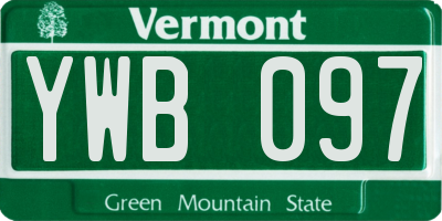 VT license plate YWB097