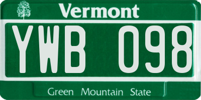 VT license plate YWB098