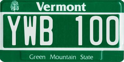 VT license plate YWB100