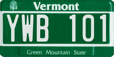 VT license plate YWB101