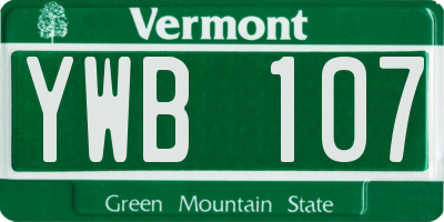 VT license plate YWB107