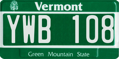 VT license plate YWB108