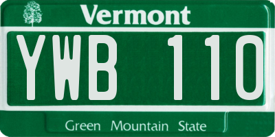 VT license plate YWB110