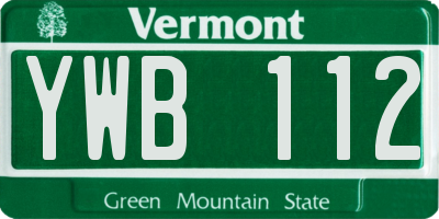 VT license plate YWB112
