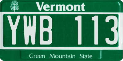 VT license plate YWB113
