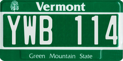 VT license plate YWB114