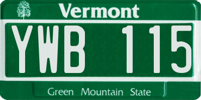 VT license plate YWB115