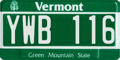 VT license plate YWB116