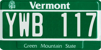 VT license plate YWB117