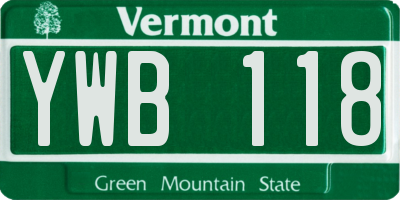 VT license plate YWB118