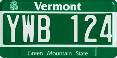 VT license plate YWB124