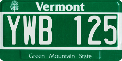VT license plate YWB125