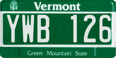 VT license plate YWB126
