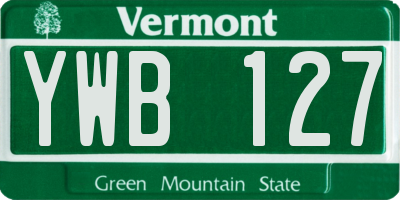 VT license plate YWB127